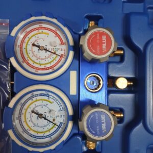 VALUE manifold gauge set dials, valves and sight glass
